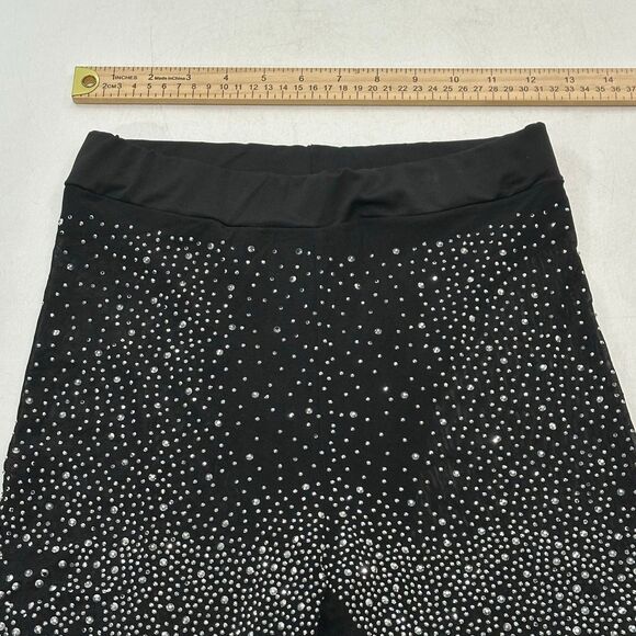 Women's Rhinestone Crop Jacket & High-Waist Leggings Black Sparkle, Size S - Picture 4 of 5